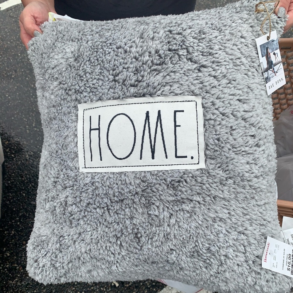 Rae Dunn Sherpa Fluffy home pillow